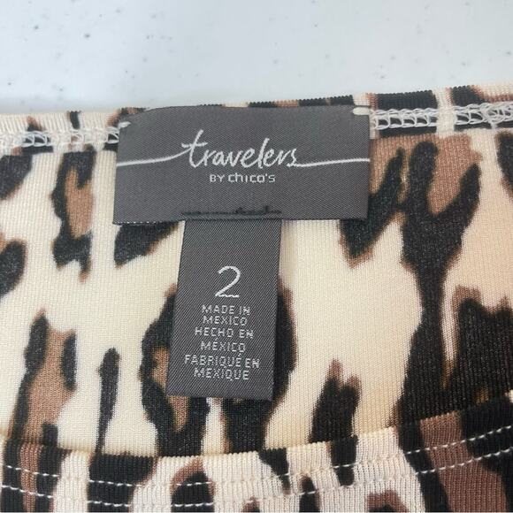 CHICO'S TRAVELERS CLASSIC Animal Sierra Dress Top  Size 2(L) - Picture 12 of 16